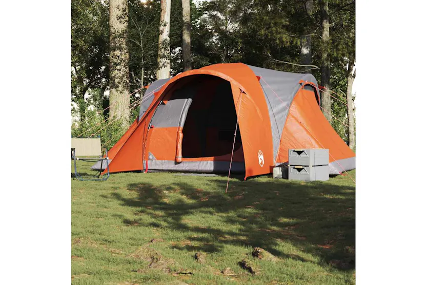 Vidaxl Family Tent Dome 6-person Grey And Orange Waterproof Vidaxl Family Tent Dome 6-person Grey And Orange Waterproof