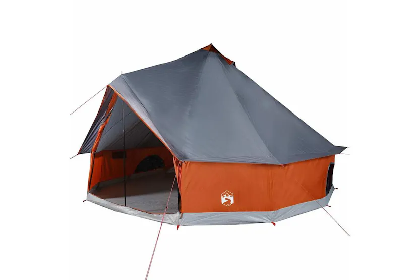 Vidaxl Family Tent Tipi 10-person Grey And Orange Waterproof Vidaxl Family Tent Tipi 10-person Grey And Orange Waterproof