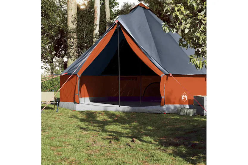 Vidaxl Family Tent Tipi 10-person Grey And Orange Waterproof Vidaxl Family Tent Tipi 10-person Grey And Orange Waterproof