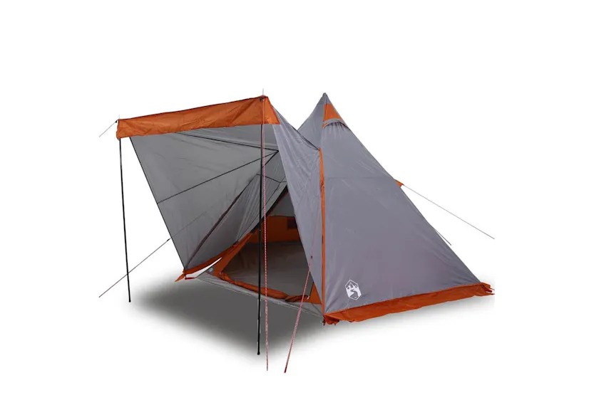 Vidaxl Family Tent Tipi 6-person Grey And Orange Waterproof Vidaxl Family Tent Tipi 6-person Grey And Orange Waterproof