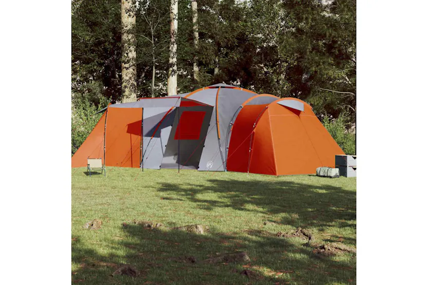 Vidaxl Family Tent Dome 12-person Grey And Orange Waterproof Vidaxl Family Tent Dome 12-person Grey And Orange Waterproof