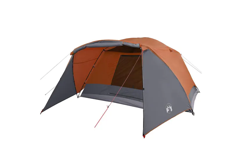 Vidaxl Family Tent With Porch 6-person Grey And Orange Waterproof Vidaxl Family Tent With Porch 6-person Grey And Orange Waterproof