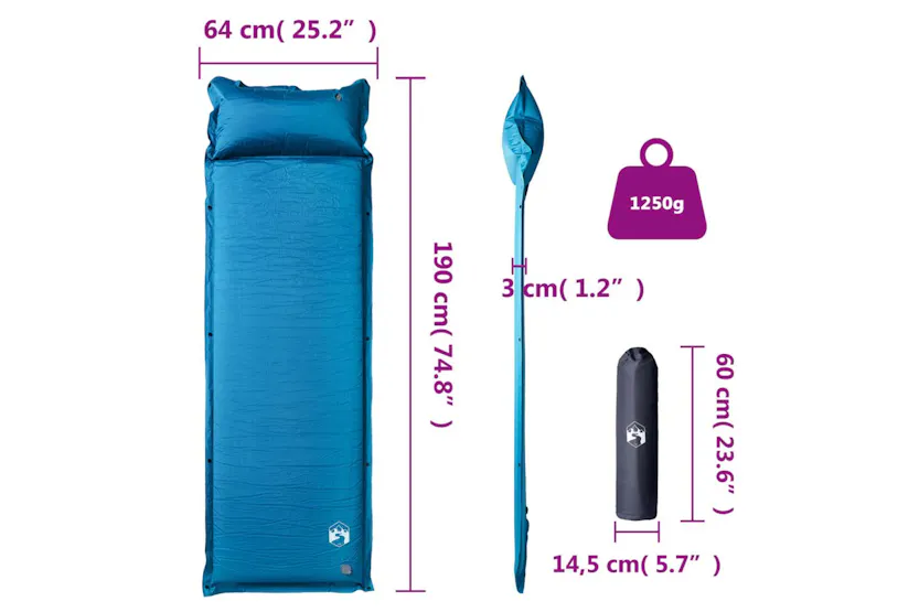 Vidaxl Self Inflating Camping Mattress With Pillow 1-person Turquoise Vidaxl Self Inflating Camping Mattress With Pillow 1-person Turquoise