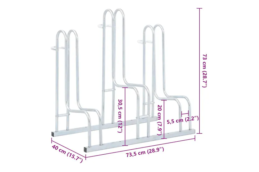 Vidaxl Bicycle Stand For 3 Bikes Floor Freestanding Galvanised Steel Vidaxl Bicycle Stand For 3 Bikes Floor Freestanding Galvanised Steel