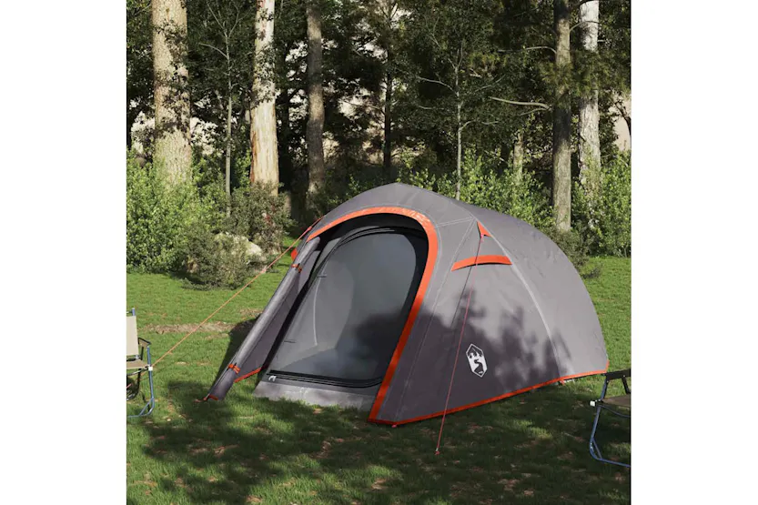 Vidaxl Camping Tent Tunnel 3-person Grey And Orange Waterproof Vidaxl Camping Tent Tunnel 3-person Grey And Orange Waterproof