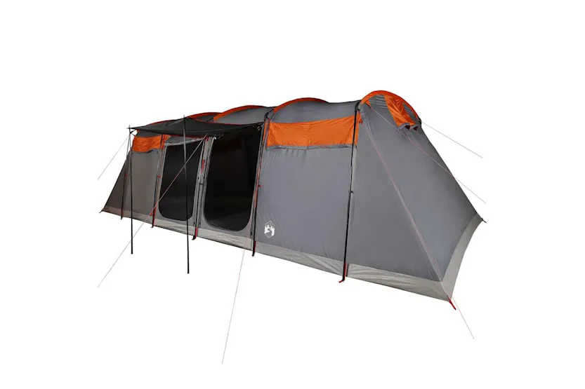 Vidaxl Family Tent Tunnel 10-person Grey And Orange Waterproof Vidaxl Family Tent Tunnel 10-person Grey And Orange Waterproof
