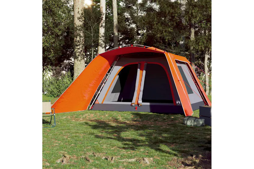 Vidaxl Family Tent With Porch 9-person Grey And Orange Quick Release Vidaxl Family Tent With Porch 9-person Grey And Orange Quick Release