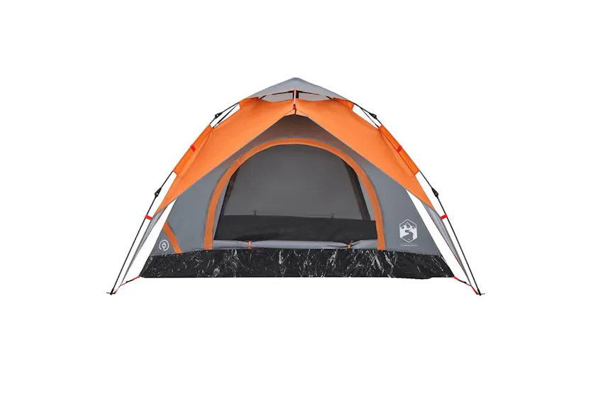 Vidaxl Camping Tent Dome 3-person Grey And Orange Quick Release Vidaxl Camping Tent Dome 3-person Grey And Orange Quick Release