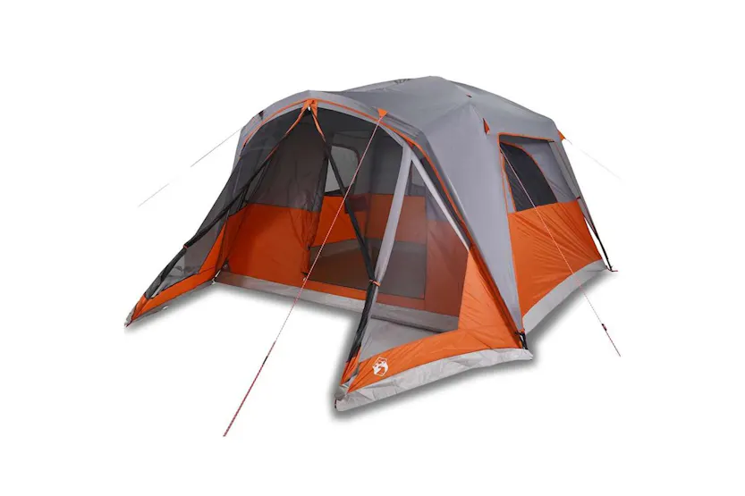 Vidaxl Family Tent With Porch 6-person Grey And Orange Waterproof Vidaxl Family Tent With Porch 6-person Grey And Orange Waterproof