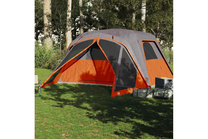 Vidaxl Family Tent With Porch 6-person Grey And Orange Waterproof Vidaxl Family Tent With Porch 6-person Grey And Orange Waterproof