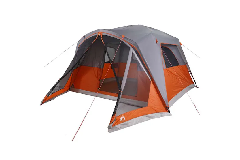 Vidaxl Family Tent With Porch 6-person Grey And Orange Waterproof Vidaxl Family Tent With Porch 6-person Grey And Orange Waterproof