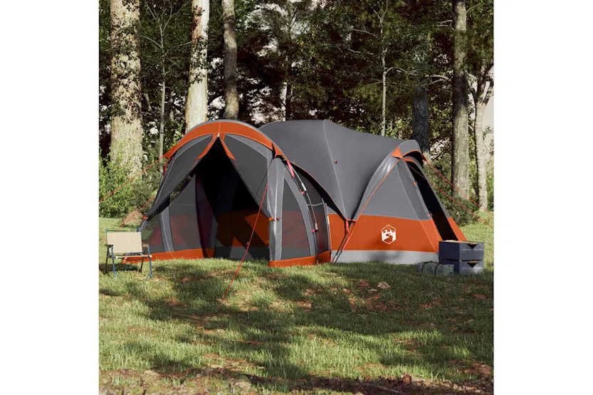 Vidaxl Family Tent Tipi 8-person Grey And Orange Waterproof Vidaxl Family Tent Tipi 8-person Grey And Orange Waterproof