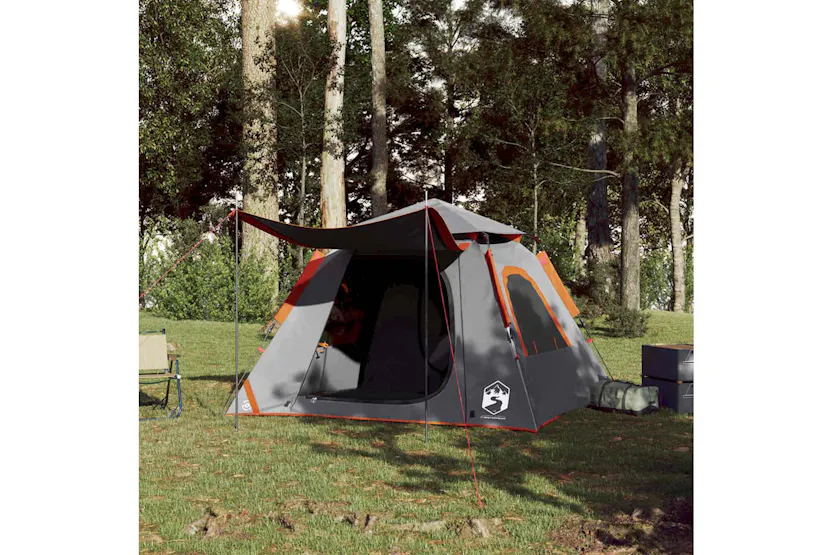 Vidaxl Camping Tent Dome 4-person Grey And Orange Quick Release Vidaxl Camping Tent Dome 4-person Grey And Orange Quick Release