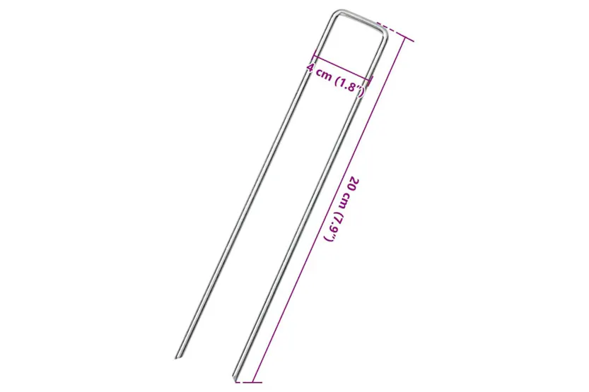 Vidaxl Ground Pegs U Shape 25 Pcs 20x4 Cm Galvanised Steel Vidaxl Ground Pegs U Shape 25 Pcs 20x4 Cm Galvanised Steel