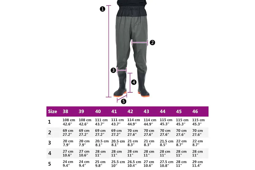 Vidaxl Waist Waders With Boots Dark Green Size 38 Vidaxl Waist Waders With Boots Dark Green Size 38