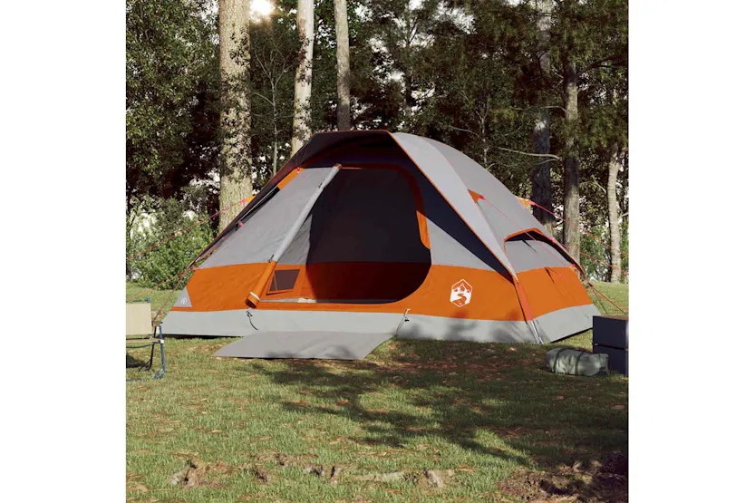 Vidaxl Camping Tent Dome 4-person Grey And Orange Waterproof Vidaxl Camping Tent Dome 4-person Grey And Orange Waterproof