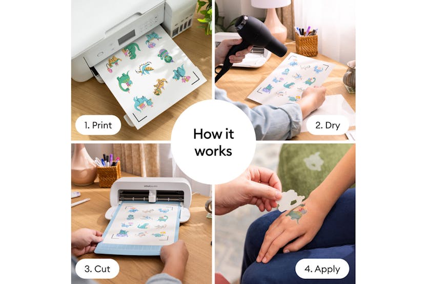 Cricut 8.3" x 11.7" Printable Temporary Tattoo Sheets | A4 | Transparent Cricut 8.3" x 11.7" Printable Temporary Tattoo Sheets | A4 | Transparent