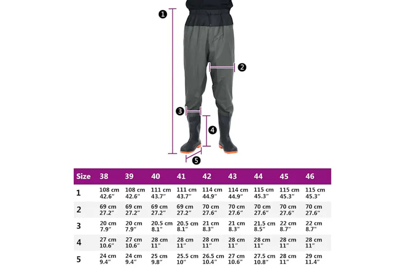 Vidaxl Waist Waders With Boots Dark Green Size 45 Vidaxl Waist Waders With Boots Dark Green Size 45