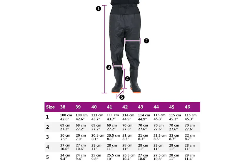 Vidaxl Waist Waders With Boots Black Size 38 Vidaxl Waist Waders With Boots Black Size 38