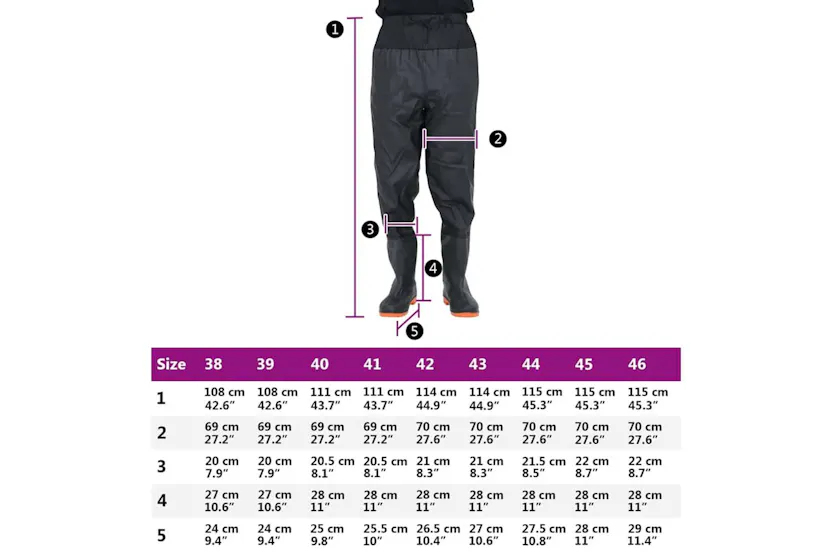 Vidaxl Waist Waders With Boots Black Size 41 Vidaxl Waist Waders With Boots Black Size 41