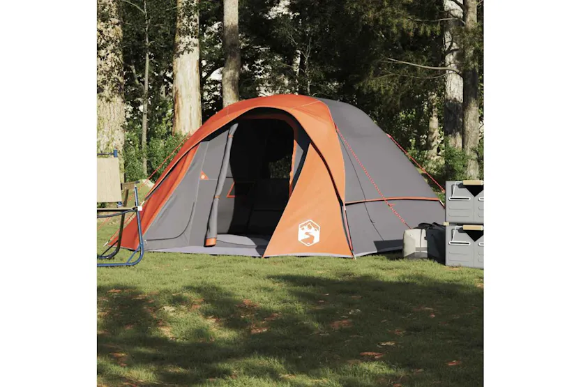 Vidaxl Camping Tent Cabin 4-person Grey And Orange Waterproof Vidaxl Camping Tent Cabin 4-person Grey And Orange Waterproof