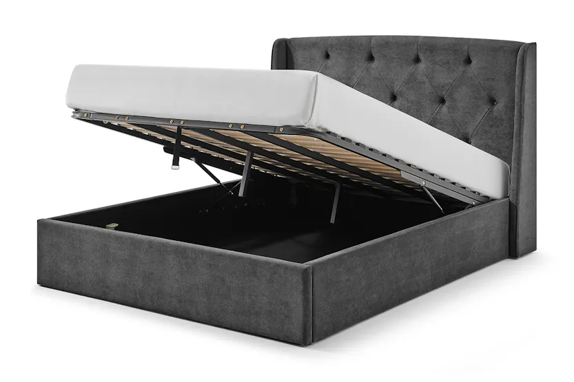 Emilia Winged Ottoman Bed Frame | King | 5ft | Grey Emilia Winged Ottoman Bed Frame | King | 5ft | Grey