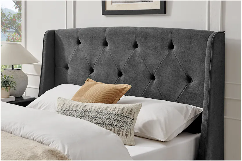 Emilia Winged Ottoman Bed Frame | Double | 4ft6 | Grey Emilia Winged Ottoman Bed Frame | Double | 4ft6 | Grey