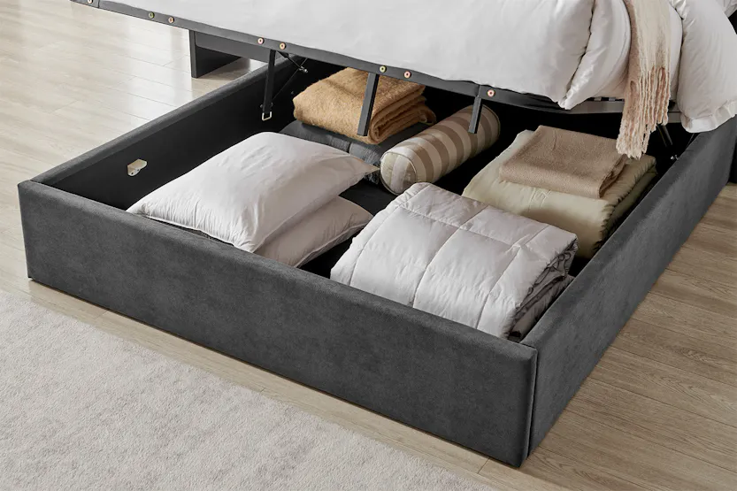 Emilia Winged Ottoman Bed Frame | Double | 4ft6 | Grey Emilia Winged Ottoman Bed Frame | Double | 4ft6 | Grey