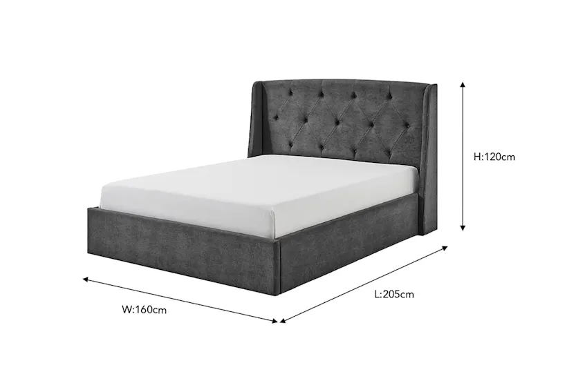 Emilia Winged Ottoman Bed Frame | Double | 4ft6 | Grey Emilia Winged Ottoman Bed Frame | Double | 4ft6 | Grey