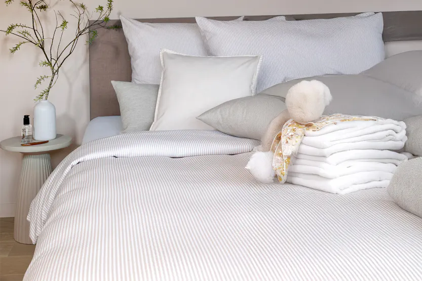 Mistral Home | Bengal Stripe Duvet Cover Set | Beige/White | Super King Mistral Home | Bengal Stripe Duvet Cover Set | Beige/White | Super King