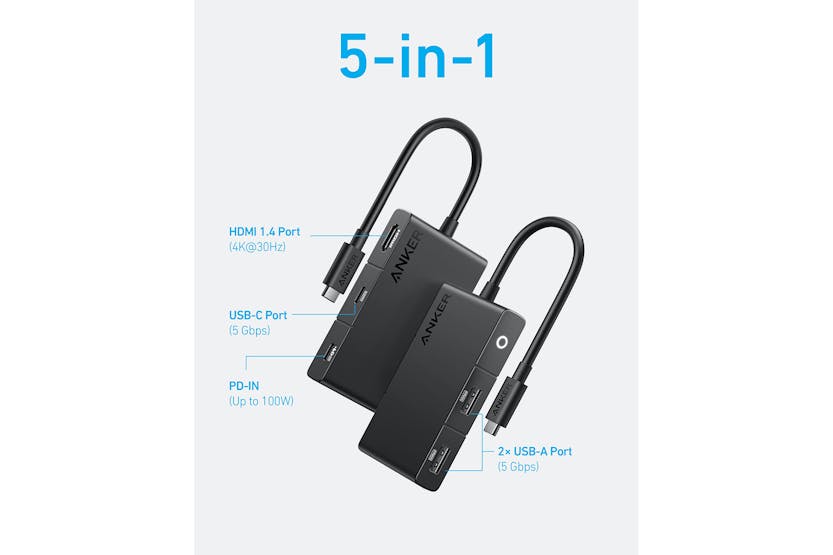 Anker 332 5-in-1 4K HDMI USB-C Hub | Black Anker 332 5-in-1 4K HDMI USB-C Hub | Black