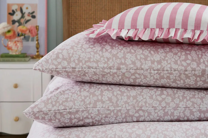 Secrete Garden | Rosebud Brushed Cotton Duvet Cover Set | Pink | King Secrete Garden | Rosebud Brushed Cotton Duvet Cover Set | Pink | King