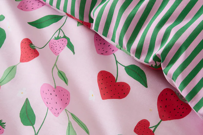 Bedlam | Fun Strawberries Duvet Cover Set | Multicolour | Double Bedlam | Fun Strawberries Duvet Cover Set | Multicolour | Double