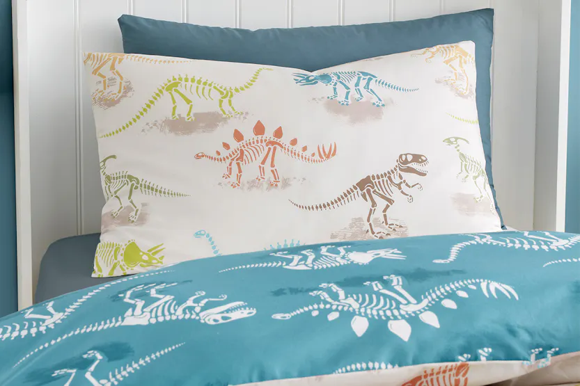 Bedlam | Skeleton Dino Duvet Cover Set | Multicolour | Single Bedlam | Skeleton Dino Duvet Cover Set | Multicolour | Single