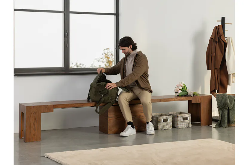 Transformer Bench | American Walnut | Including 5 Extension Panels Transformer Bench | American Walnut | Including 5 Extension Panels