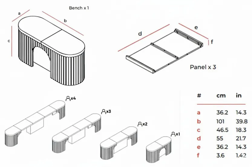 Transformer Round Bench | Scandinavian Oak | Including 3 Extension Panels Transformer Round Bench | Scandinavian Oak | Including 3 Extension Panels