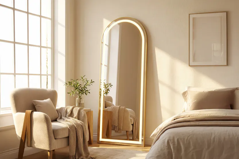 Modena LED Arched Mirror | Gold | 50 x 160 cm Modena LED Arched Mirror | Gold | 50 x 160 cm