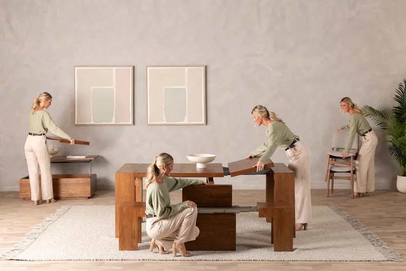 Transformer Rectangular Table | American Walnut | Including 5 Extension Panels Transformer Rectangular Table | American Walnut | Including 5 Extension Panels