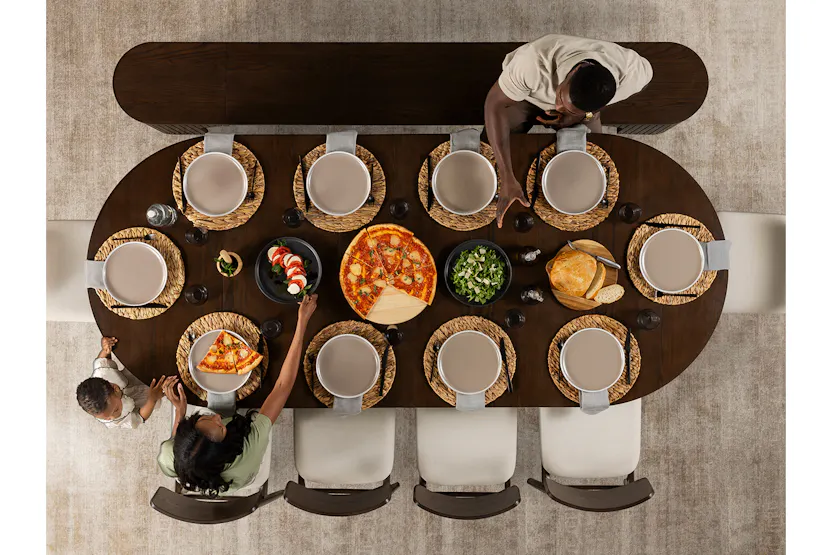 Transformer Round Extending Dining Table | Dark Walnut | Including 3 Panels Transformer Round Extending Dining Table | Dark Walnut | Including 3 Panels