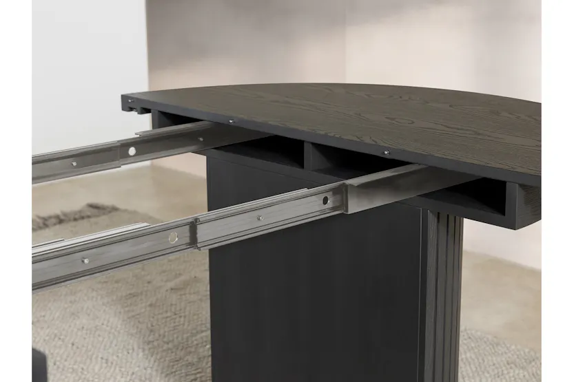 Transformer Round Extending Dining Table | Smoked Hickory | Including 3 Panels Transformer Round Extending Dining Table | Smoked Hickory | Including 3 Panels