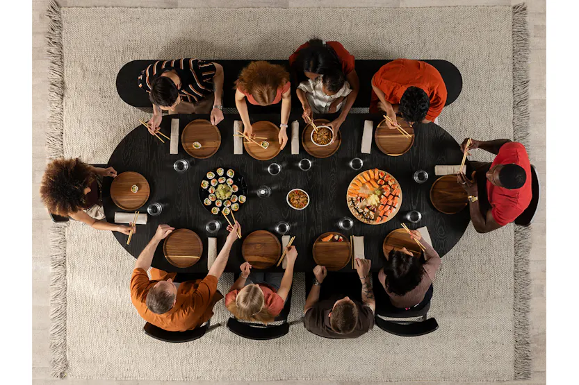 Transformer Round Extending Dining Table | Smoked Hickory | Including 3 Panels Transformer Round Extending Dining Table | Smoked Hickory | Including 3 Panels