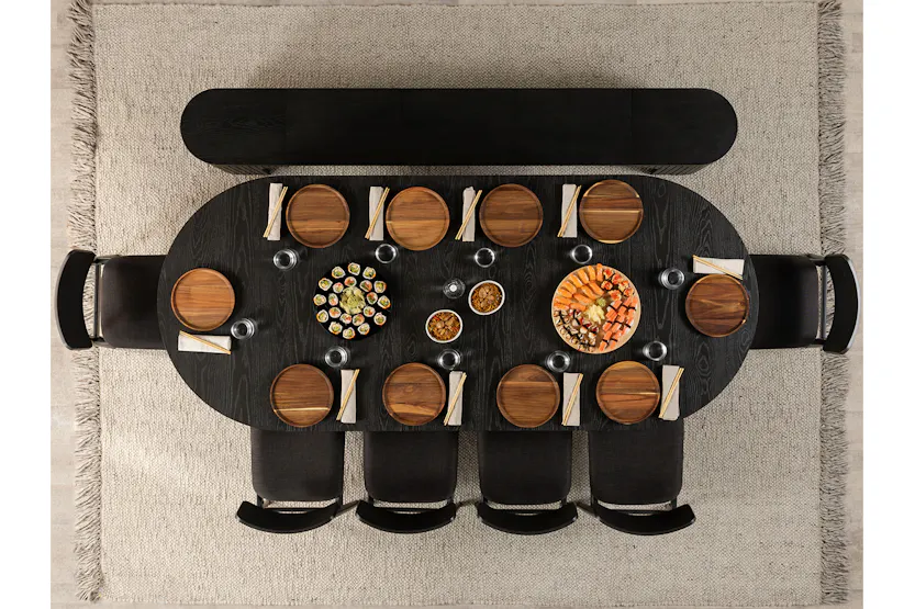 Transformer Round Extending Dining Table | Smoked Hickory | Including 3 Panels Transformer Round Extending Dining Table | Smoked Hickory | Including 3 Panels