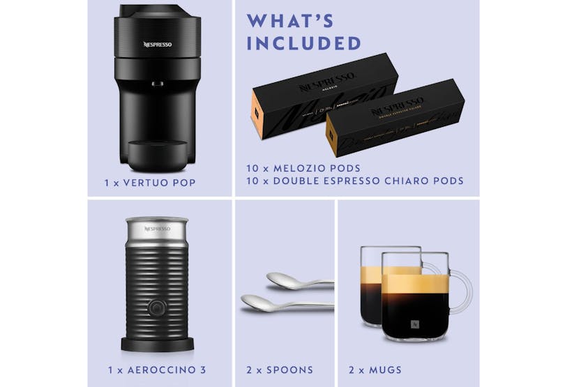 Nespresso Vertuo Pop Coffee Machine Bundle by De'Longhi | ENV90.BAE | Black Nespresso Vertuo Pop Coffee Machine Bundle by De'Longhi | ENV90.BAE | Black