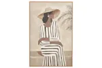 Striped Dress Lady Canvas Wall Art | Brown/Natural Striped Dress Lady Canvas Wall Art | Brown/Natural