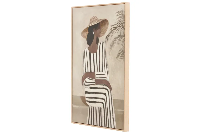 Striped Dress Lady Canvas Wall Art | Brown/Natural Striped Dress Lady Canvas Wall Art | Brown/Natural