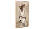 Striped Dress Lady Canvas Wall Art | Brown/Natural Striped Dress Lady Canvas Wall Art | Brown/Natural
