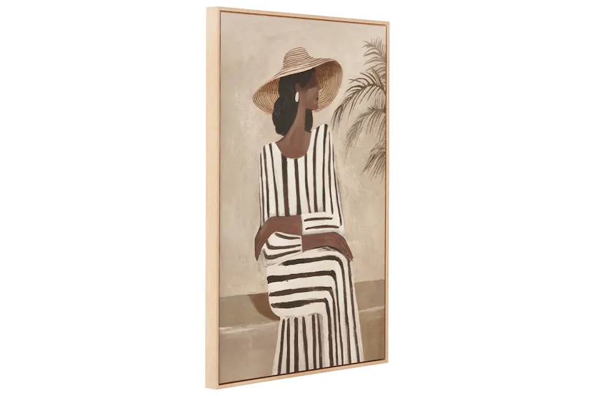 Striped Dress Lady Canvas Wall Art | Brown/Natural Striped Dress Lady Canvas Wall Art | Brown/Natural