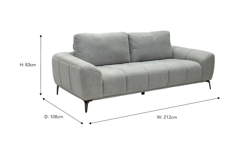 Ryley 3 Seater Sofa | Fabric | Grey Ryley 3 Seater Sofa | Fabric | Grey