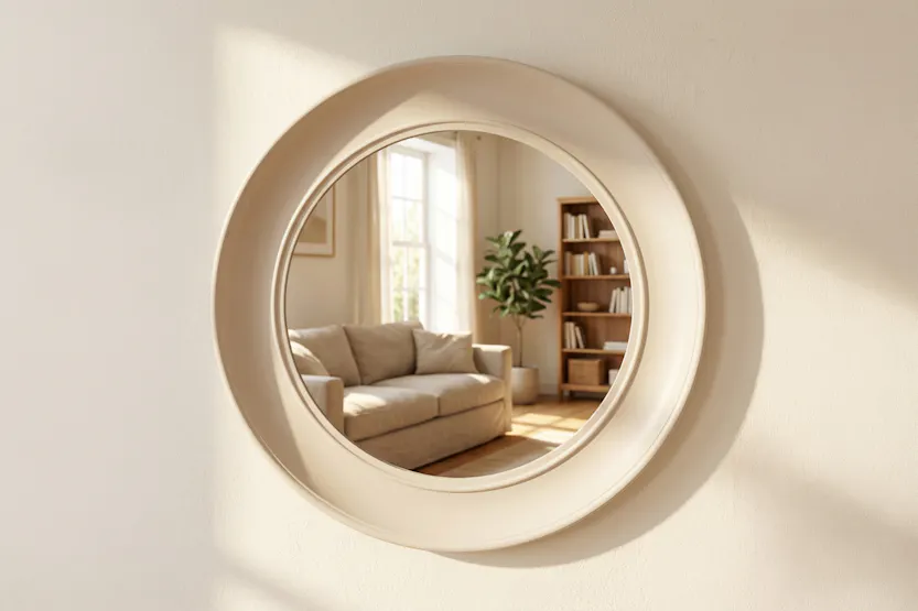 Lyla Round Wall Mirror | Oyster | 90 cm Lyla Round Wall Mirror | Oyster | 90 cm