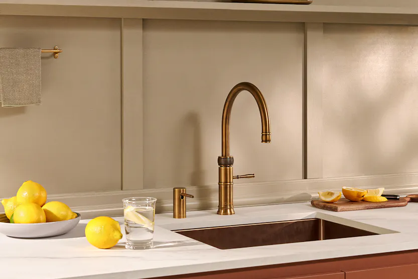 Quooker Classic Fusion Round All-in-One Tap | Patinated Brass | CFNRPTB Quooker Classic Fusion Round All-in-One Tap | Patinated Brass | CFNRPTB